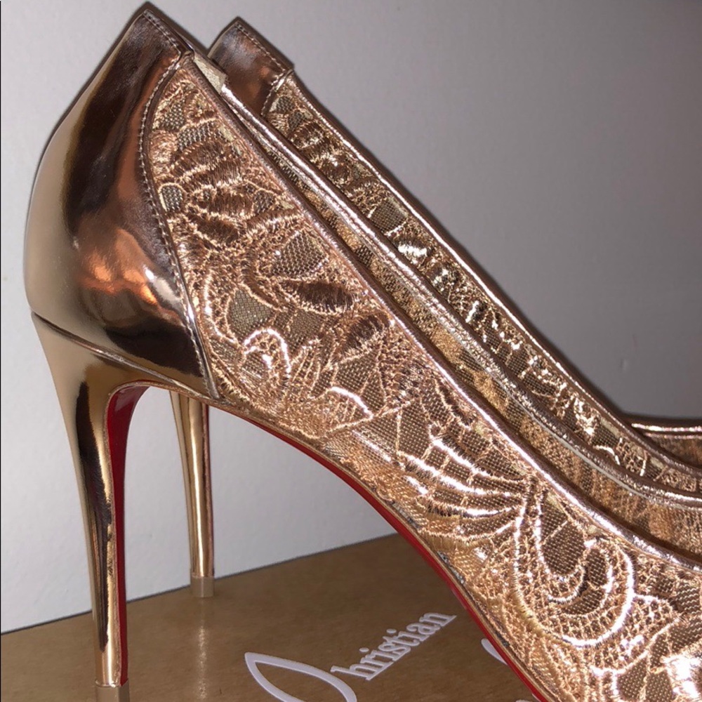 Christian Louboutin Follies Lace 85 Rete- Gold